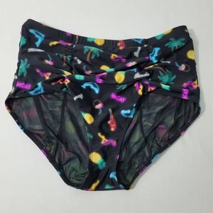 Torrid Size 2 Black Print Swim Bottoms 4722-2E3
